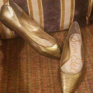 Gold Snake Embellished Flat Sam Edelman Point Toe